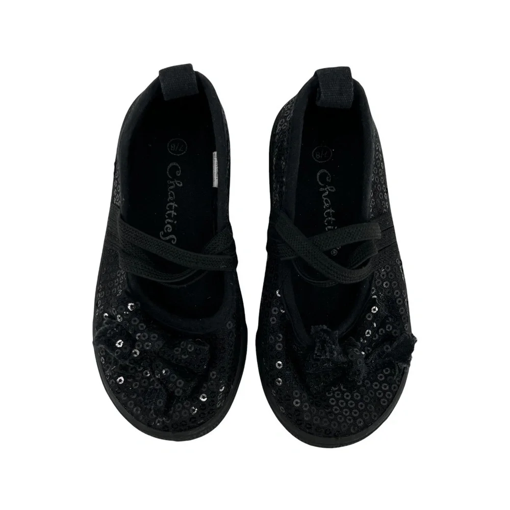 Chatties Black Sequin Ballet Flats Size 7/8 Toddler Girl’s